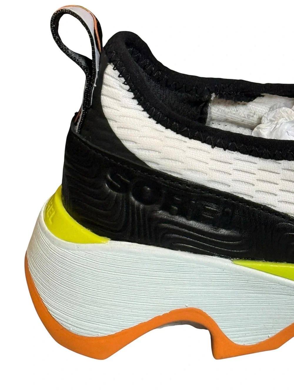 Sorel Kinetic Impact II Lace Sneakers White Black Orange Size 7